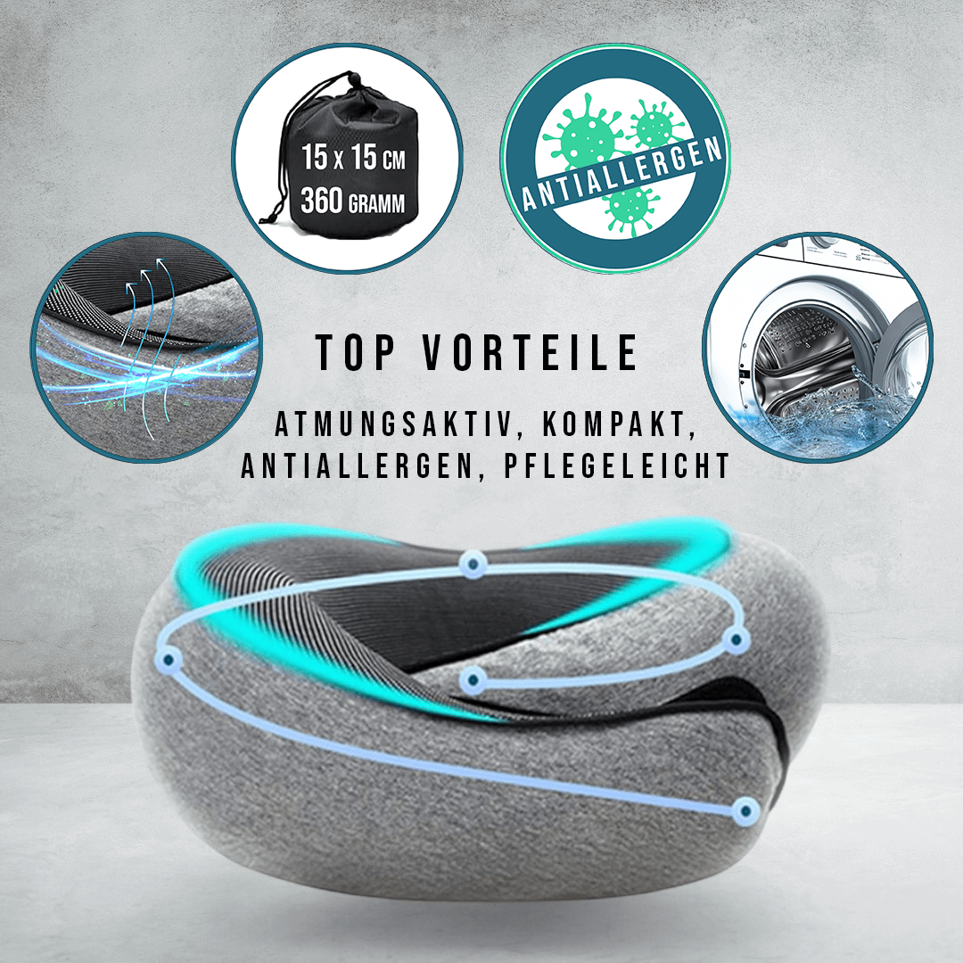 FloomyLoop© - Smartes Kissen für komfortables Reisen ohne Schmerzen