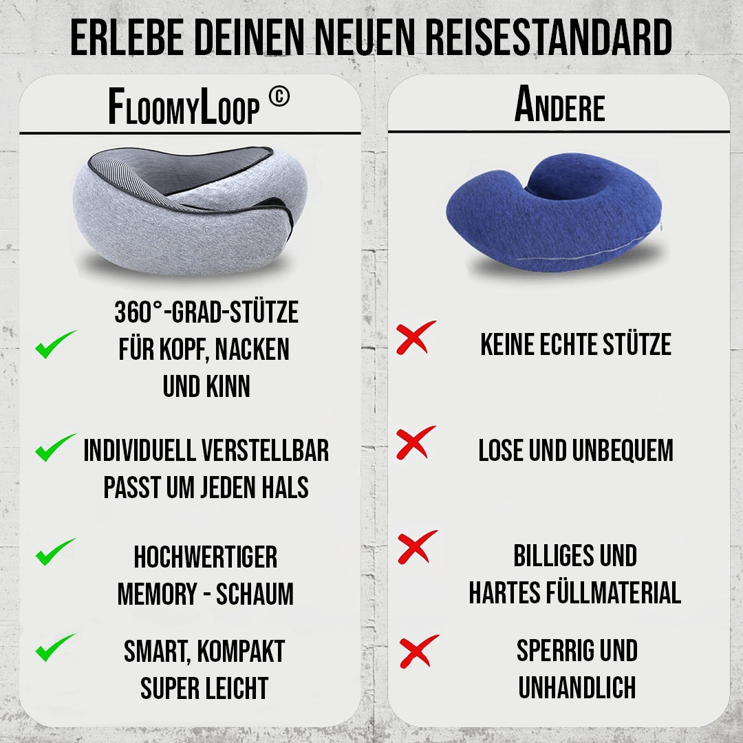 FloomyLoop© - Smartes Kissen für komfortables Reisen ohne Schmerzen